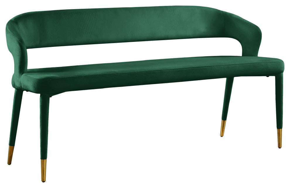 Destiny Upholstered Bench, Green, Velvet