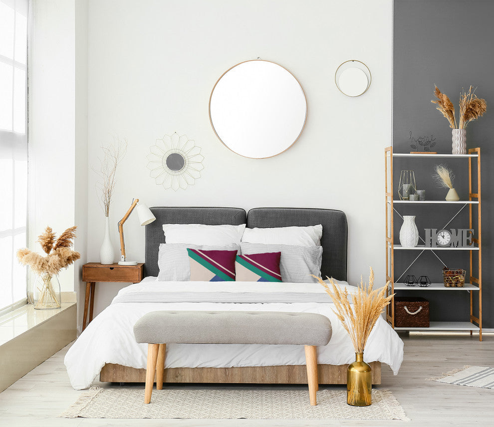 Bold Shapes Polyester Indoor Pillow, Maroon Red, 16"x16"