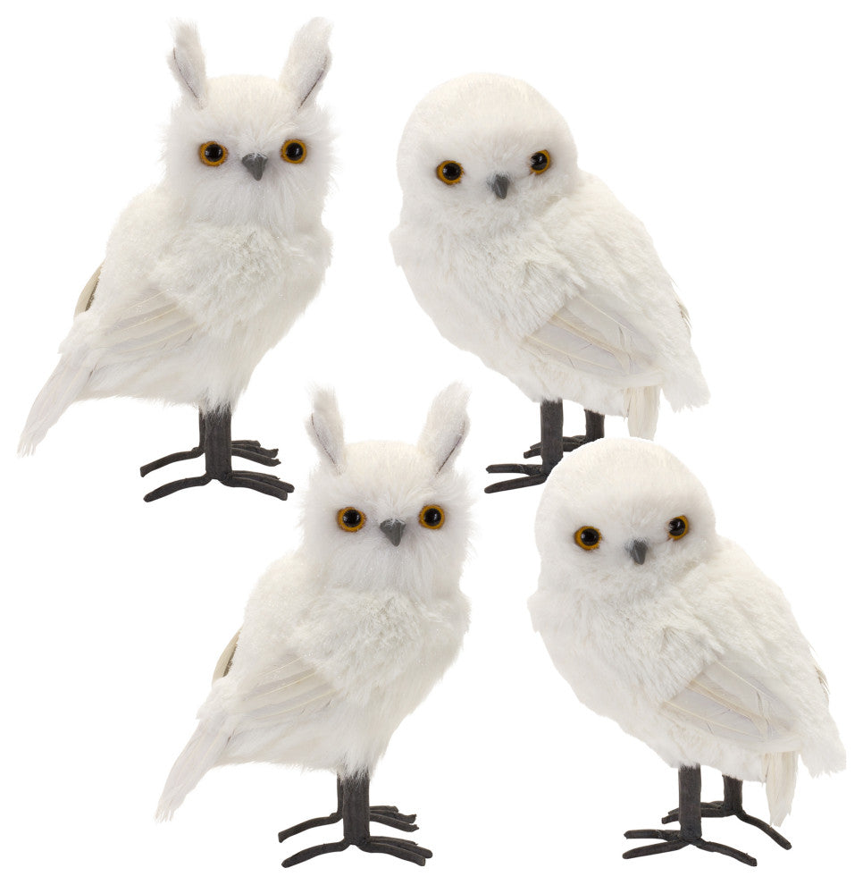 White Owl Decor, 4-Piece Set