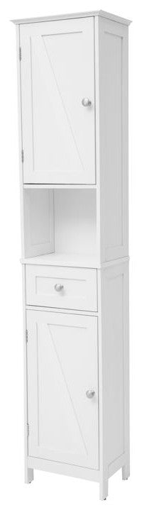 Dune Freestanding Bathroom Linen Tower Storage Cabinet, White