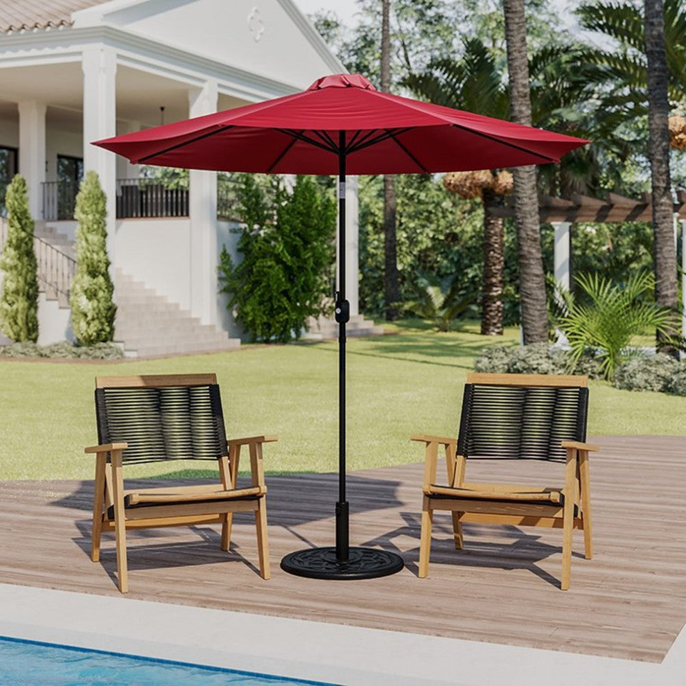 9' Round Umbrella With Crank & Tilt Function, Red