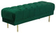 Velvet Upholstered Metal Bench with Deep Button Tufted Details, Emerald Green