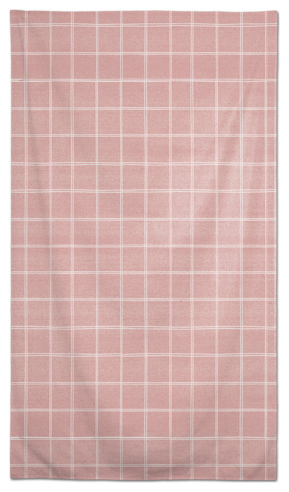 Linen With Plaid Pink 58 x 102 Outdoor Tablecloth