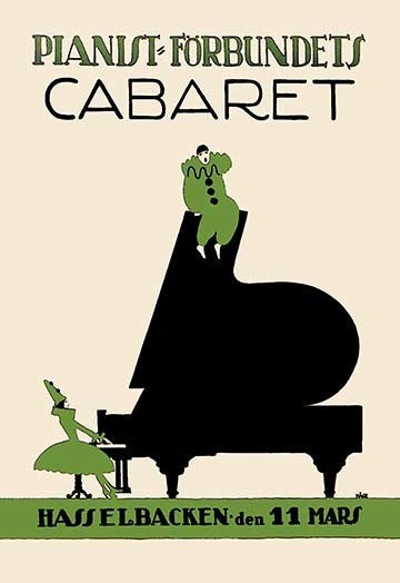 Pianist Forbundiets Cabaret- Fine Art Giclee Print 24" x 36"
