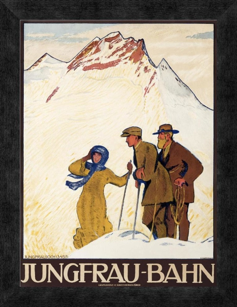 "Jungfrau-Bahn" Framed Canvas Giclee by Emil Cardinaux, 14"x18"