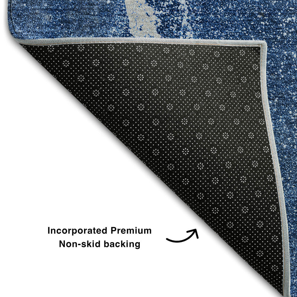 Premium Machine Washable Mayfield AMF524 Navy 8' x 10' Rug