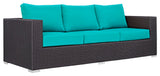Modway Convene Outdoor Patio Sofa, Espresso Turquoise