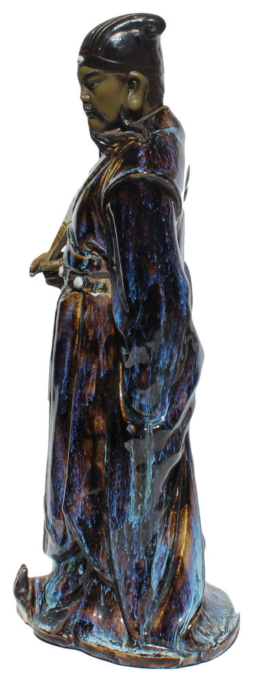 Chinese Ceramic Blue Glaze Historic Zhuge Liang Figure Hws387