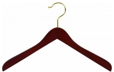 Wooden Concave Top/Coat Hanger, Walnut/Chrome Finish, Walnut/Brass, Box of 50