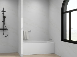 Vanity Art Alcove Soaking Acrylic Bathtub, White/Titanium Gold, 60"x30", Right