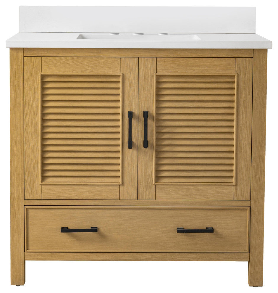 Estate Double Sink Bathroom Vanity Modular Set, Oak, 36", Single Sink