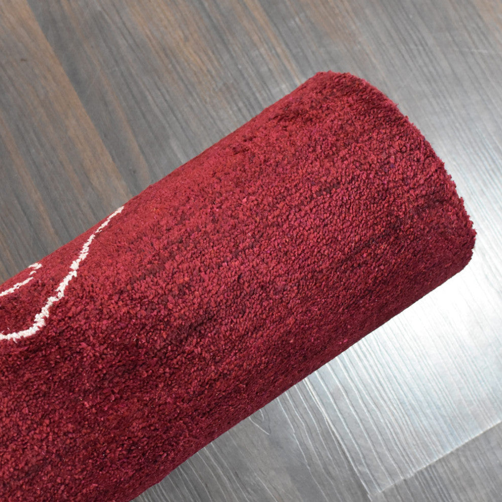 HAND KNOTTED LOOM SILK ECO-FRIENDLY RUGS-9'x12',Rectangle,Red White,Contemporary
