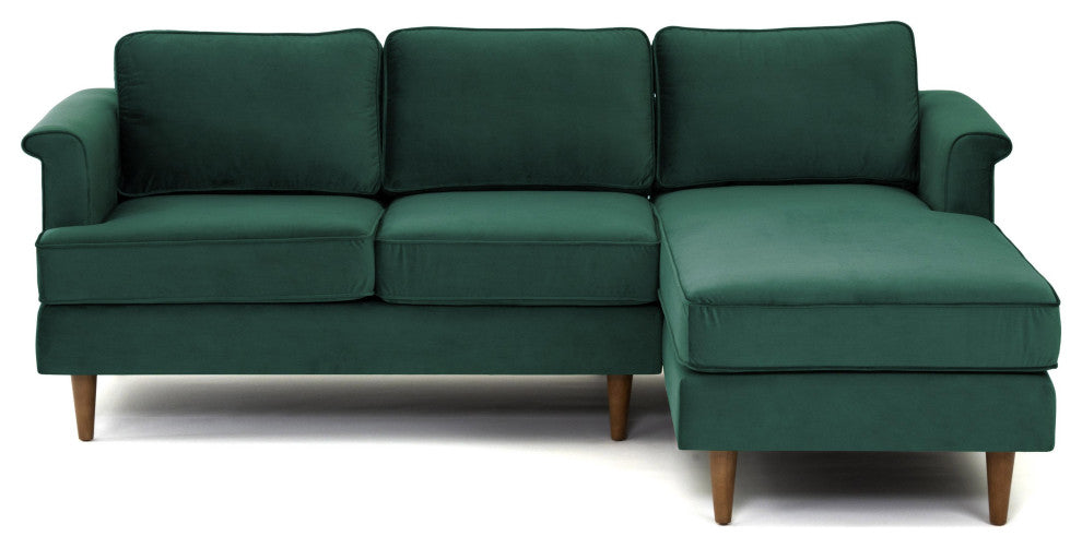 Porter Forest Green Velvet Sectional RAF