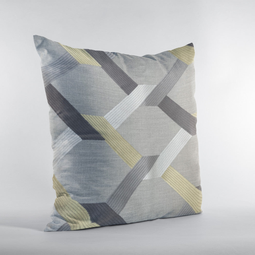 Valencia White Purple and Taupe Handmade Luxury Pillow, White, Purple, Taupe, Double Sided  18" X 18"