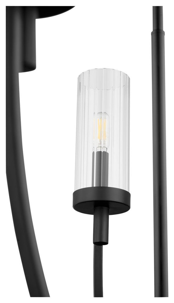Quorum Ladin 8-Light Chandelier 601-8-69, Textured Black With Clear Glass