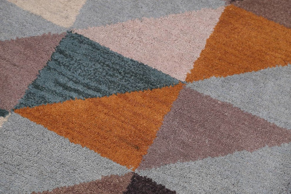 Cubic Design Hand Tufted Indian Oushak Oriental 100% Wool Area Rug, Runner 8''