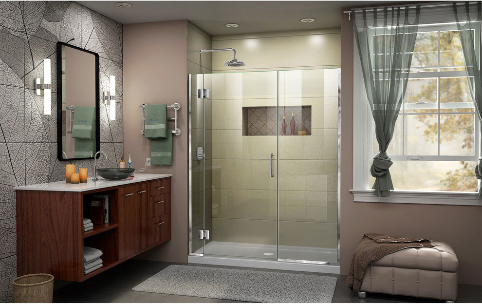 DreamLine Unidoor-X 58, 58.5" Hinged Shower Door, Chrome
