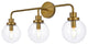 Helen 3-Light Bath Sconce, Brass With Clear Shade
