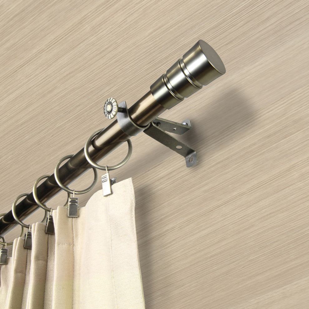 Noah 13/16" Diameter Curtain Rod, Antique Brass, 18-28"