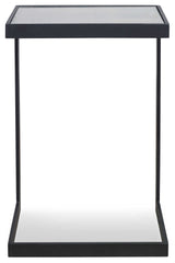Minimalist Cantilever Black Iron Accent Table, Sofa Arm Chair C Shape Mirrored