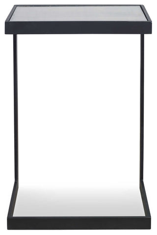 Minimalist Cantilever Black Iron Accent Table, Sofa Arm Chair C Shape Mirrored