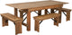 HERCULES Series 7' x 40'' Antique Rustic Folding Farm Table and Four Bench Set