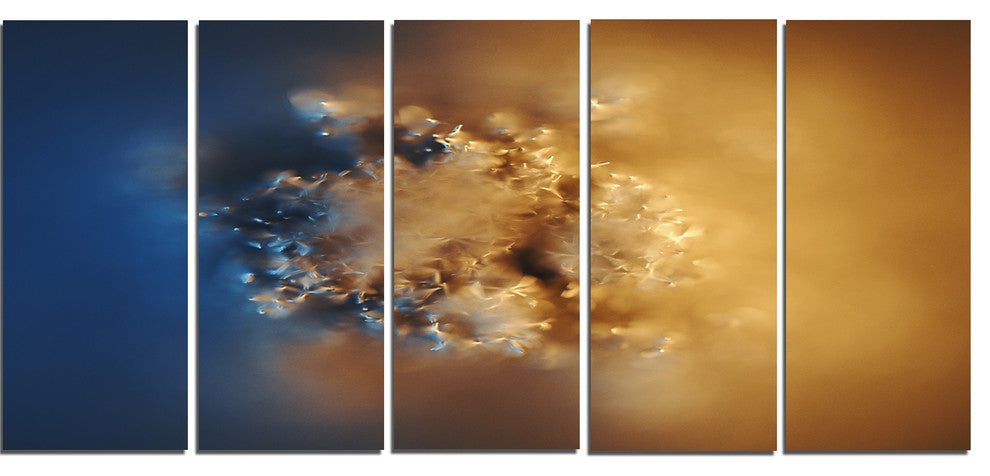 Small Macro Prickly Texture Brown, Abstract Canvas Wall Art, 60"x28", 5 Panels