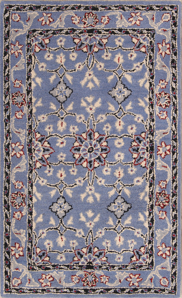 Oushak Hand Tufted Medallion Oriental Bordered Area Rug, Blue, 8x10'