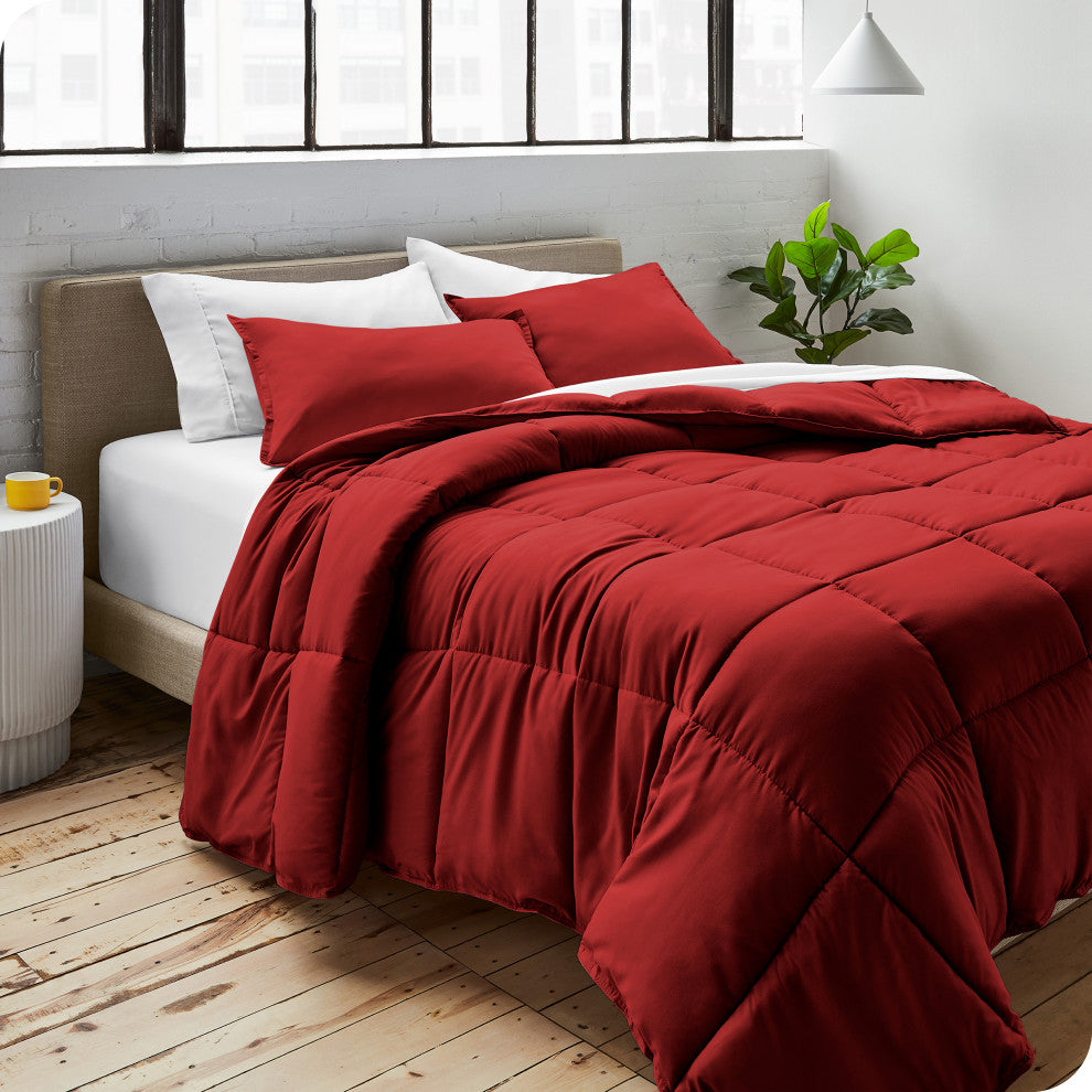 Bare Home Down Alternative Comforter Set, Red, Queen