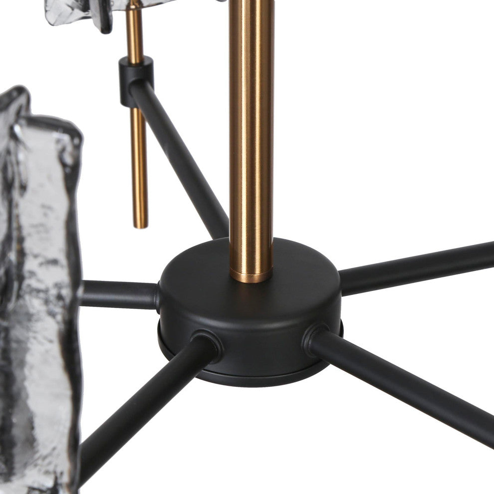 LNC Tucana 5-Light Matte Black and Polished Gold Modern/Contemporary Chandelier