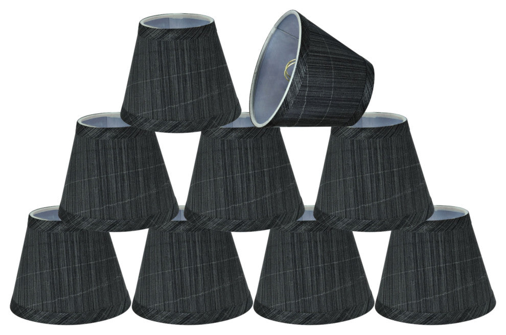32061-9 Small Hardback Empire Chandelier Clip On Lamp Shade Gray&Black 3"x5"x4"
