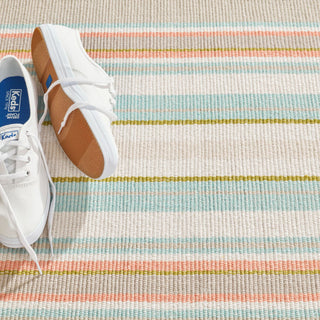 Dash & Albert Daphne Stripe Sky Handwoven Cotton Rug, Multi, 2' x 3'