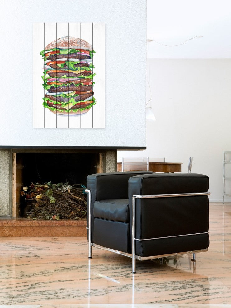 "Stacked High" Painting Print on White Wood, 30"x45"