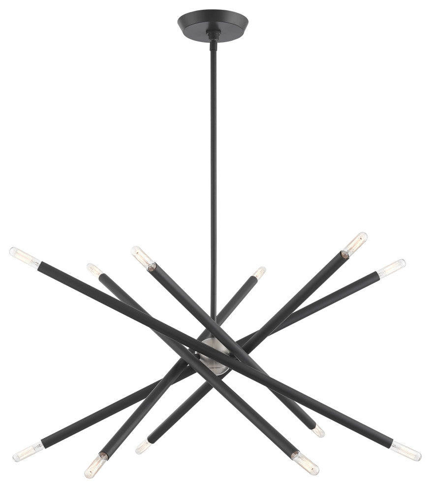 Livex Lighting Soho 12 Light Scandinavian Gray, Brushed Nickel Chandelier
