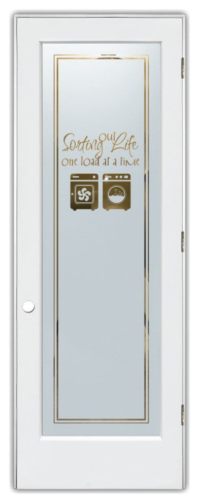 Laundry Door - Sorting Out Life Washer Dryer - Primed - 30" x 84" - Knob on...