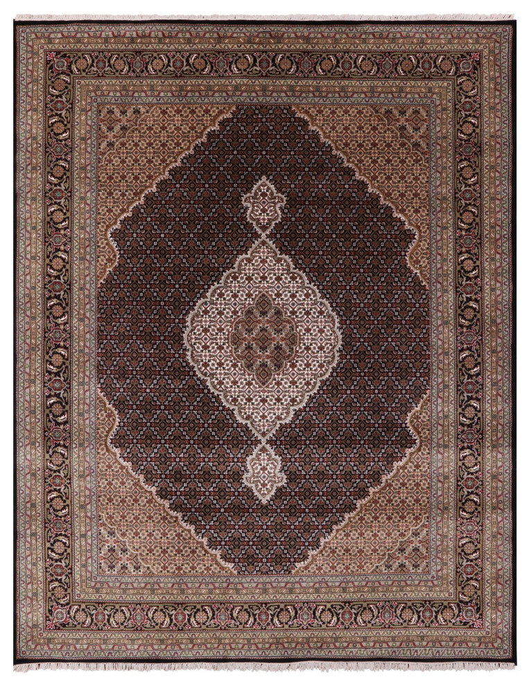 Wool and Silk Persian Tabriz Hand-Knotted Rug 7' 11" X 10' 0"- Q6052