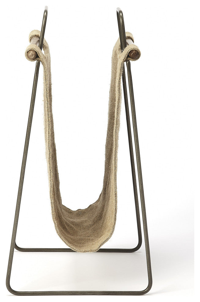 Hanging Burlap and Iron Magazine Rack