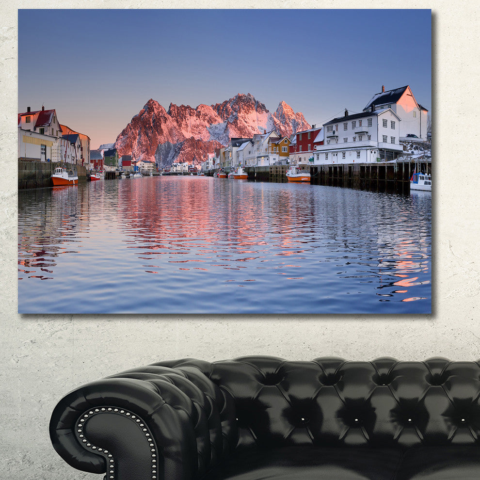 Henningsvaer on the Lofoten Norway, Modern Landscape Canvas Art, 40"x30"