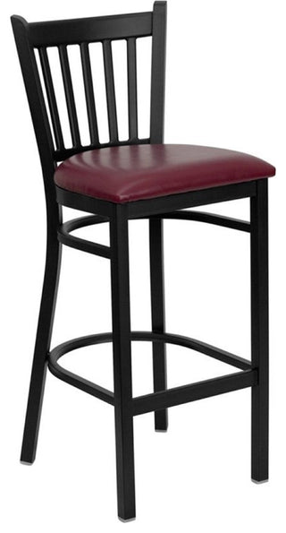 Flash Furniture Hercules 30" Black Back Metal Bar Stool in Burgundy