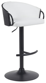 Montego Adjustable Barstool, Black With Snow White Faux Leather