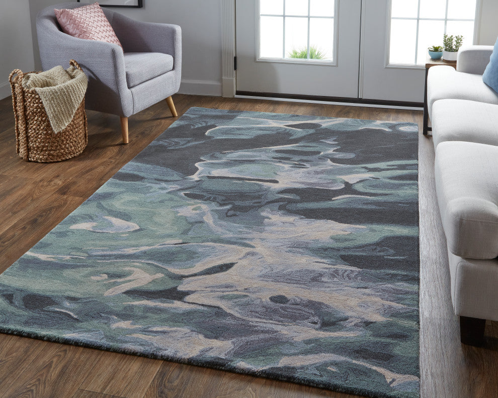Weave & Wander Nakita Rug, Iceberg Green/Mist Blue, 3ft-6in x 5ft-6in