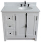 37" Vanity, Glacier Ash, White Engineered Stone Top, Right Doors/Right Oval Sink