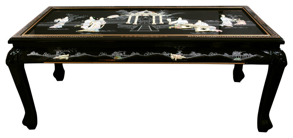 Claw Foot Coffee Table, Black Mother of Pearl Ladies