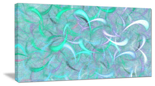 Blue Watercolor Fractal Pattern, Oversized Abstract Canvas Art Print, 60x28