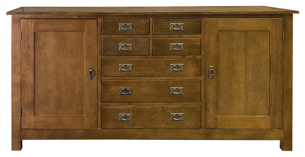 Mission 7 Drawer Sideboard with 2 Doors, Walnut (AW)