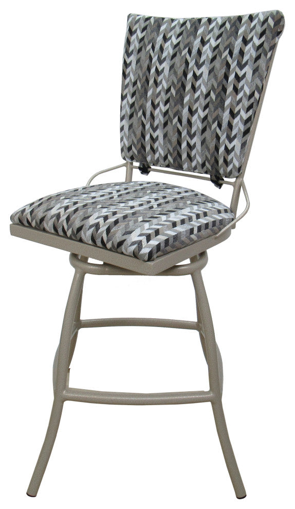Outdoor/Indoor Bar Stool - Jenna with Back Pad, Simi Soft Gray, Beige, 35"