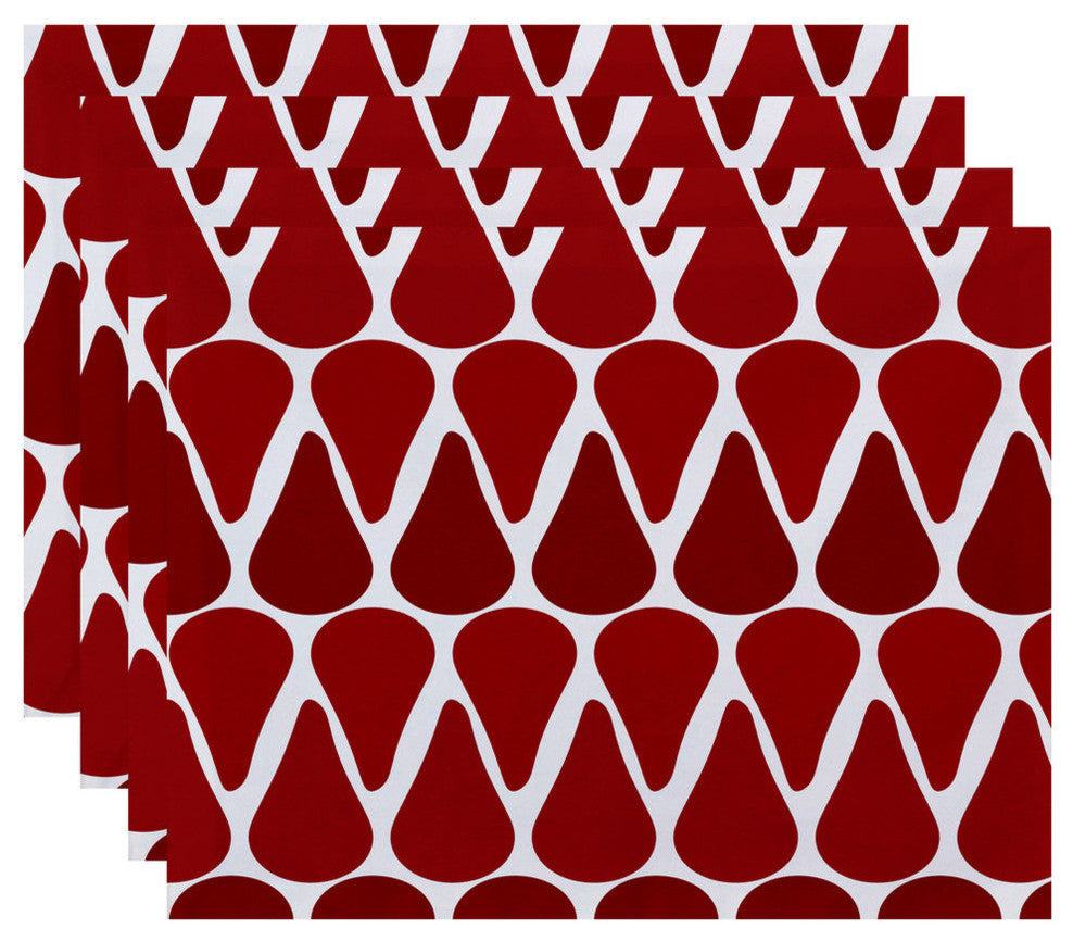18x14-inch, Watermelon Seeds, Geometric Print Placemat, Red (Set of 4)