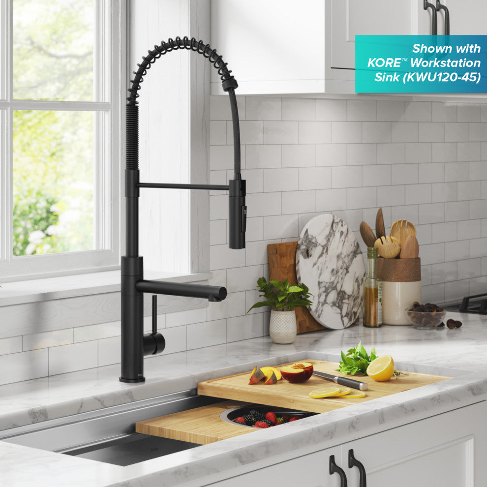 Pulldown Pot Filler Kitchen Faucet, Matte Black