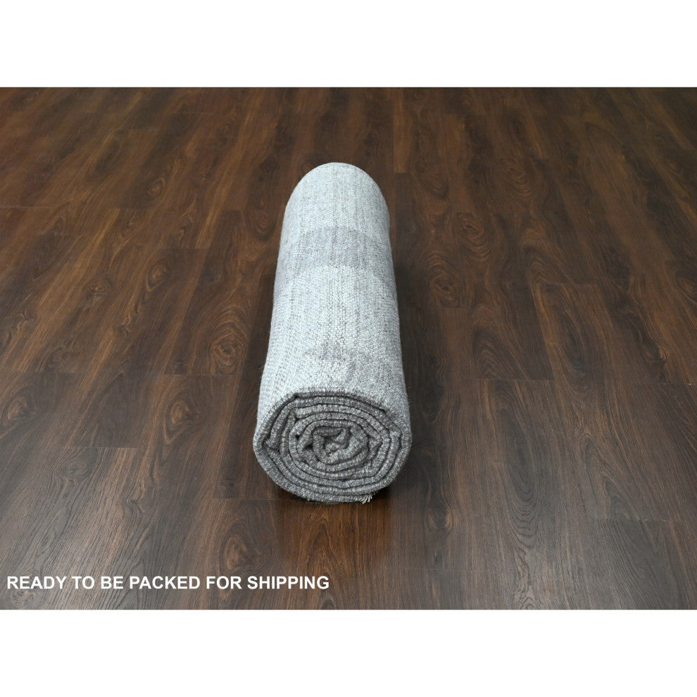 Grey Wool Hand knotted Natural Dyes Modern Oriental Rug 9' x 11'8"