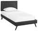 Modway Josie Twin Vinyl Platform Bed With Round Splayed Legs, Black